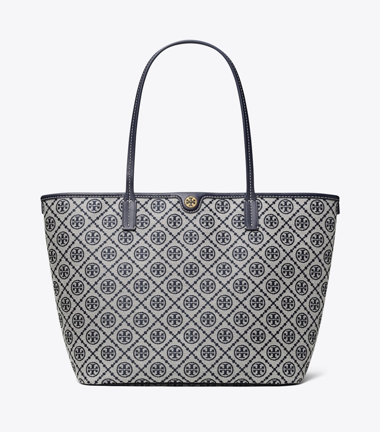 Tory Burch designer tote bags T Monogram Zip Tote in Tory Navy angle