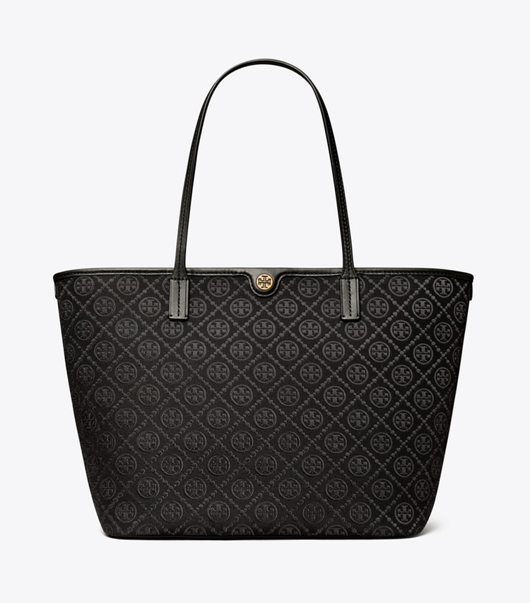 Tory Burch designer tote bags T Monogram Zip Tote in Black front