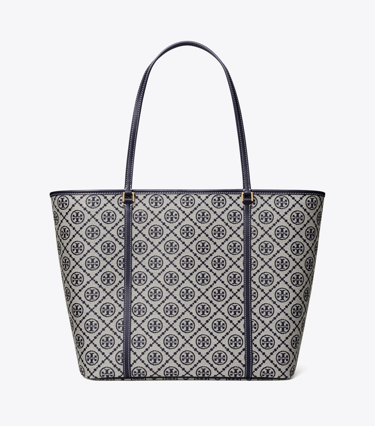Tory Burch designer tote bags T Monogram Zip Tote in Tory Navy front