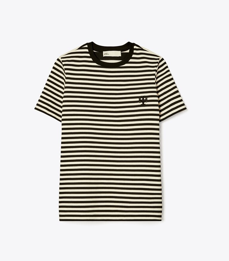 Tory Burch designer hauts T-shirt à logo brodé in Black front