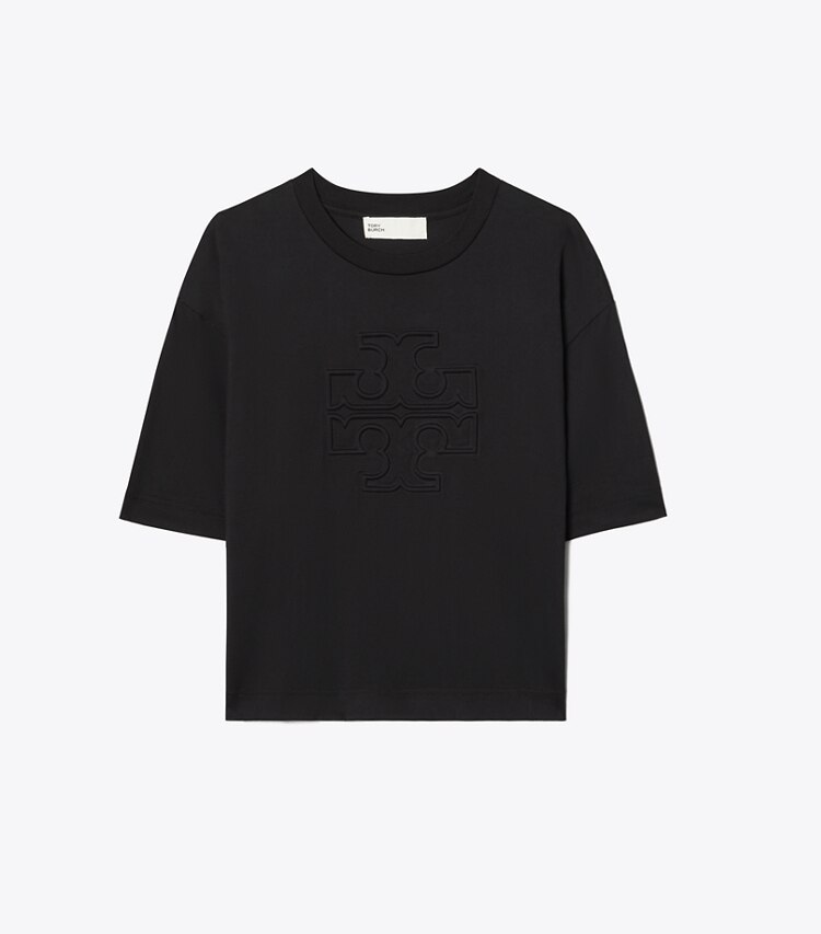 Tory Burch designer tops T-shirt ampia con logo in Black front