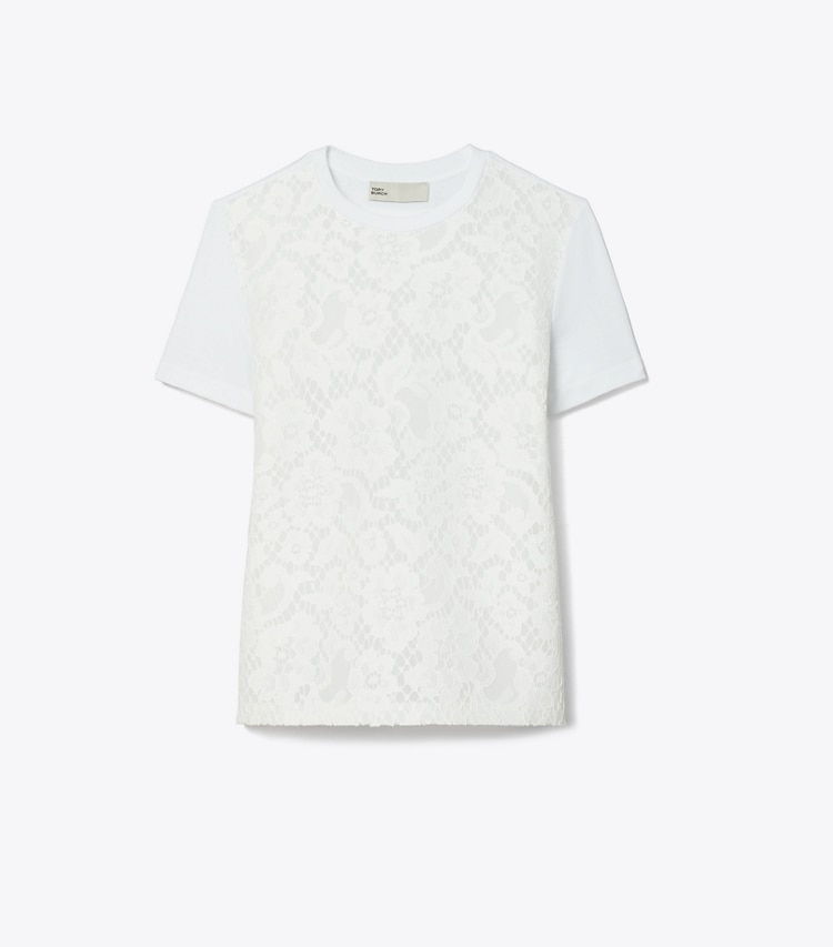 Tory Burch designer oberteile T-Shirt aus Kordelspitze in White front