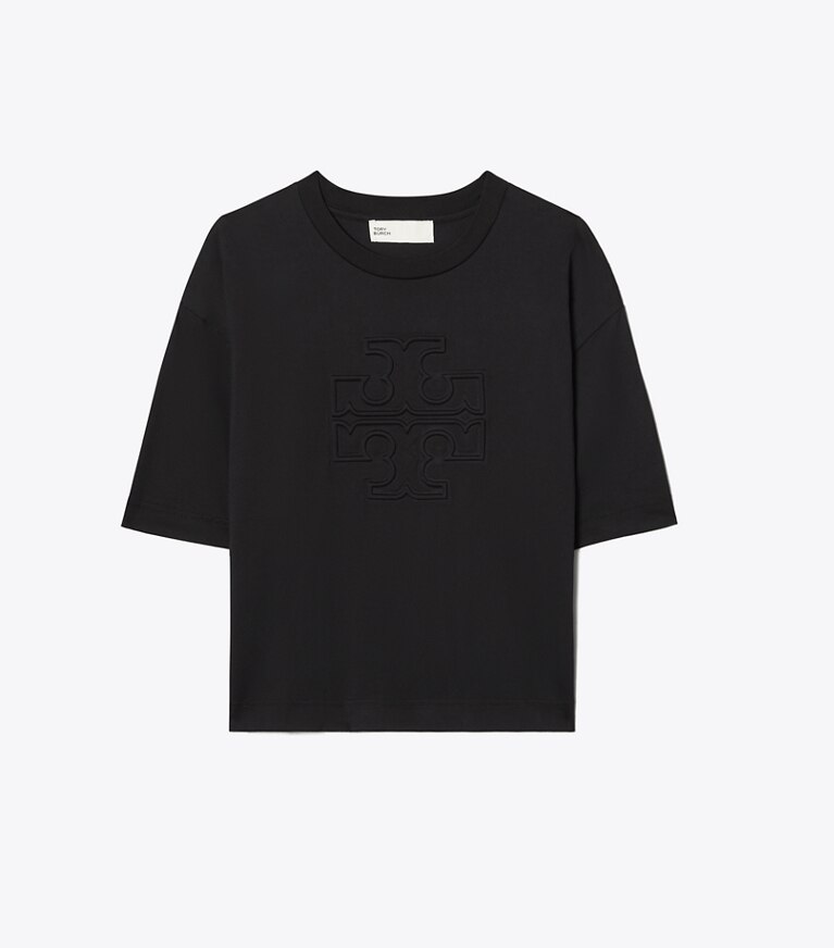 Tory Burch designer hauts T-shirt décontracté à logo in Black front