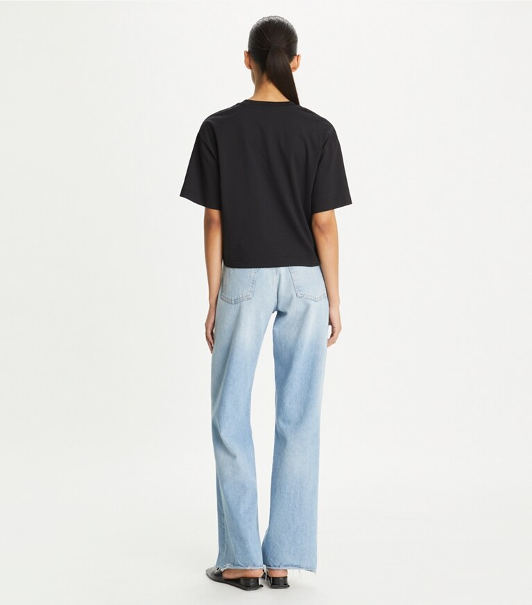 Tory Burch designer hauts T-shirt décontracté à logo in Black front