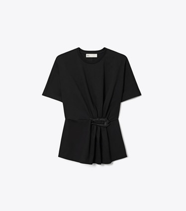 Tory Burch designer tops T-shirt di cotone in Black front