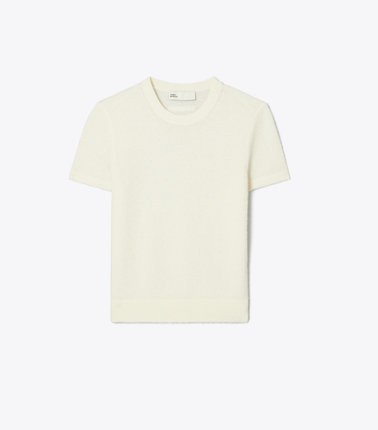 Tory Burch designer sweaters T-shirt en cachemire et soie dans Ivory de face