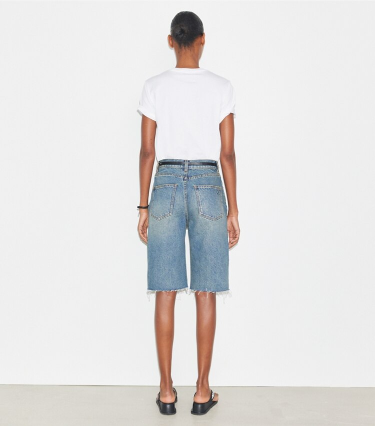 Tory Burch designer hauts T-shirt en coton imprimé in WHITE /  Gray Bee on model back