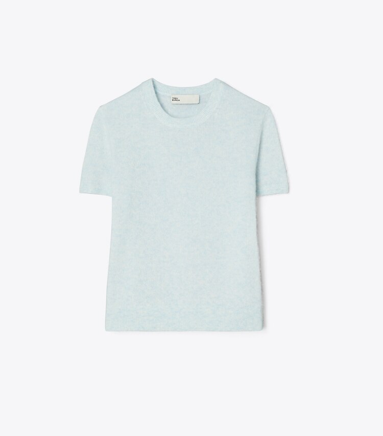 Tory Burch designer maglioni T-shirt in cashmere misto seta in Soft Dewdrop front
