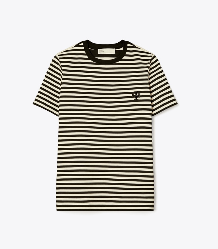 Tory Burch designer oberteile T-Shirt mit gesticktem Logo in Black front
