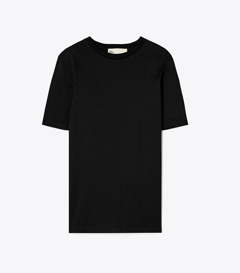 Tory Burch designer oberteile T-Shirt mit gesticktem Logo in Black front