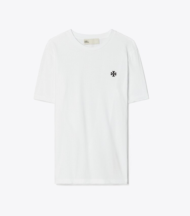 Tory Burch designer oberteile T-Shirt mit gesticktem Logo in White/Black front