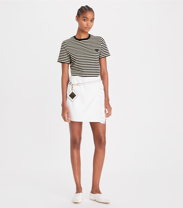 Tory Burch designer oberteile T-Shirt mit gesticktem Logo in Black front