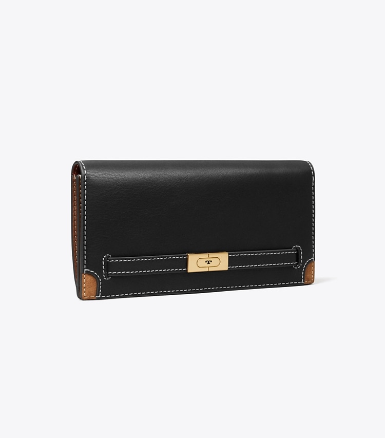 Tory Burch designer wallets T Slim Wallet in Black angle
