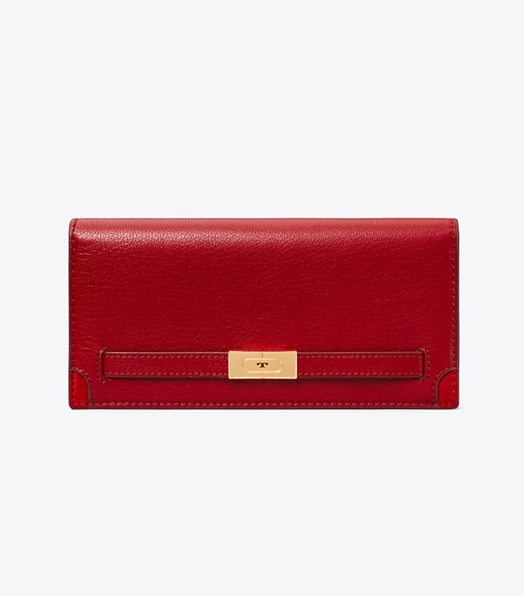 Tory Burch designer 財布 T テクスチャー スリムウォレット in Ruby front