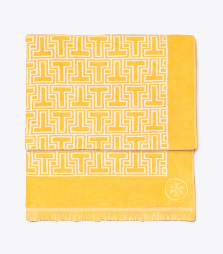 Tory Burch designer beach towels T-Tile Beach Towel in Yellow front