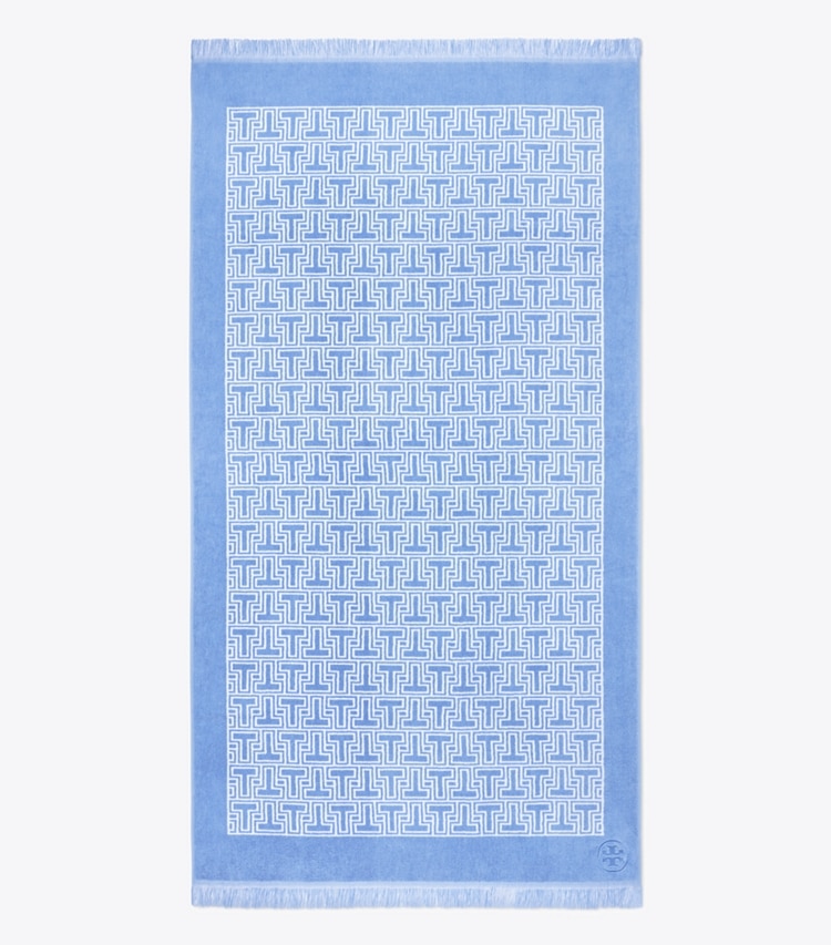 Tory Burch designer beach towels T-Tile Beach Towel in Blue Bird front