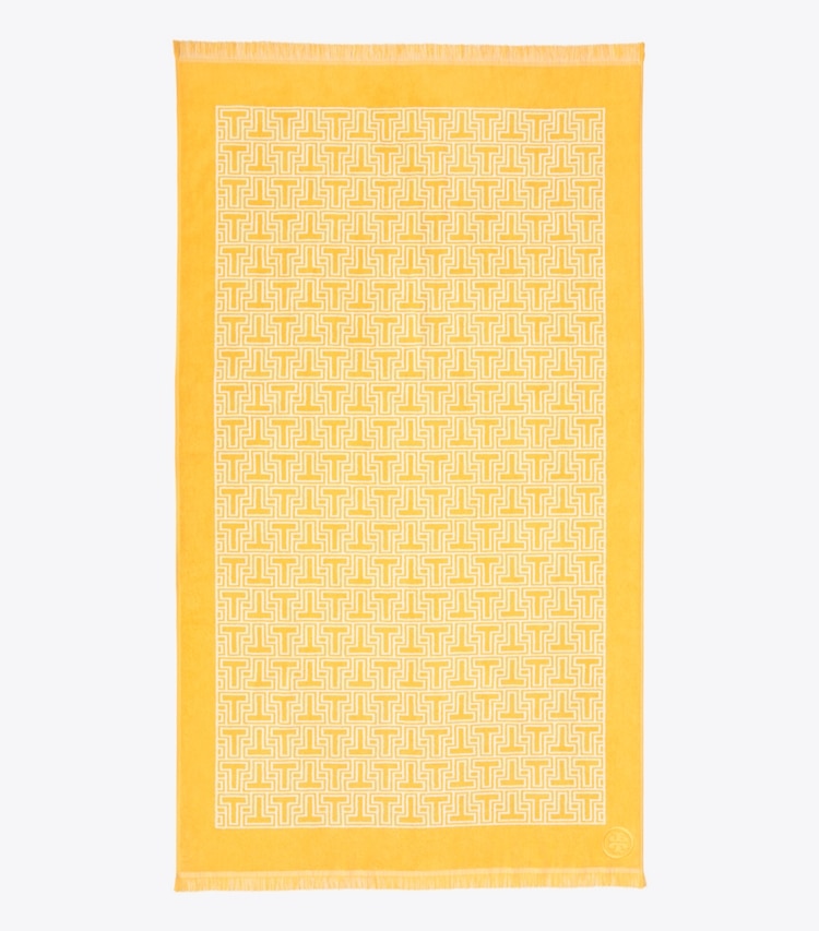 Tory Burch designer beach towels T-Tile Beach Towel in Yellow front
