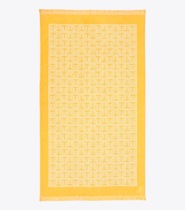 Tory Burch designer beach towels T-Tile Beach Towel in Yellow front
