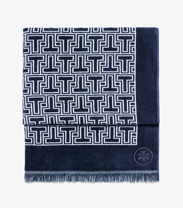 Tory Burch designer beach towels T-Tile Beach Towel in Tory Navy/Ivory group