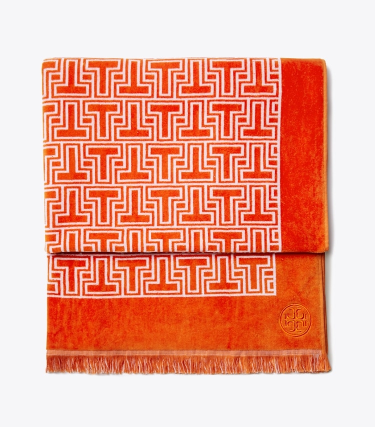 Tory Burch designer beach towels T-Tile Beach Towel in Orange/White group