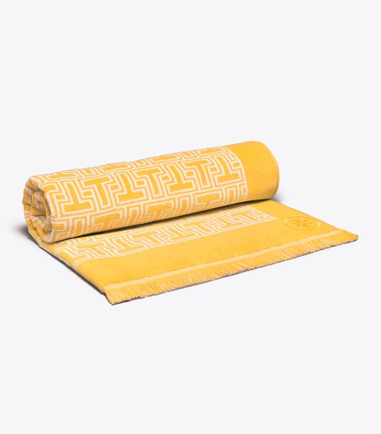 Tory Burch designer beach towels T-Tile Beach Towel in Yellow overhead