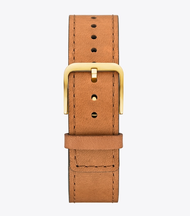 Tory Burch designer strap watches T Watch in BLACK/LUGGAGE back