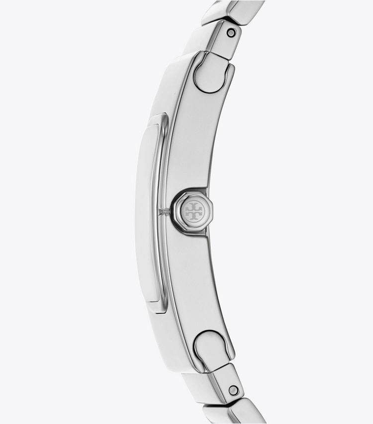 Tory Burch designer strap watches T Watch in IVORY/SILVER side