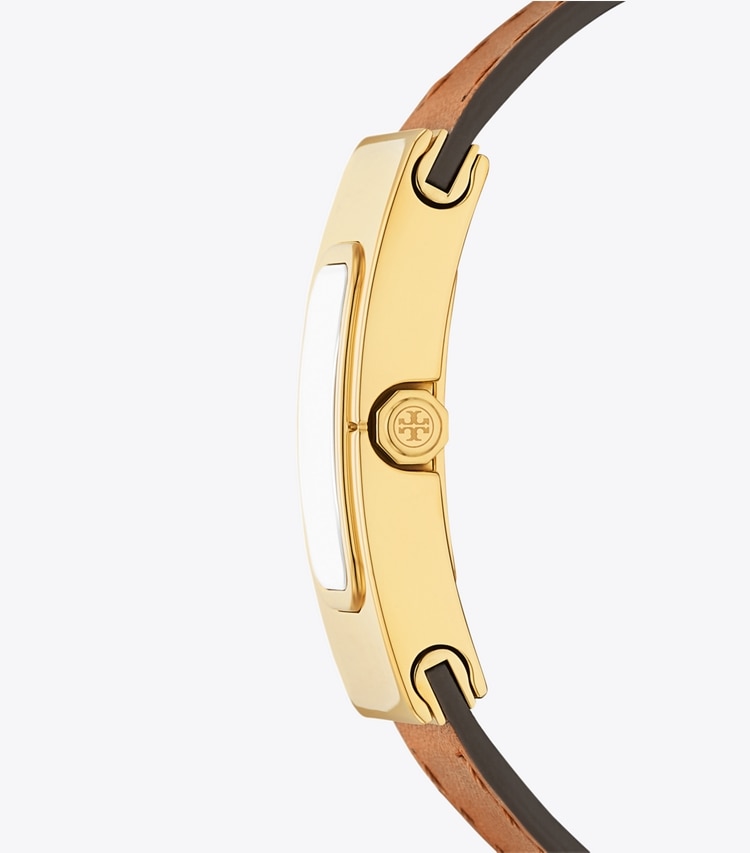 Tory Burch designer strap watches T Watch in BLACK/LUGGAGE side