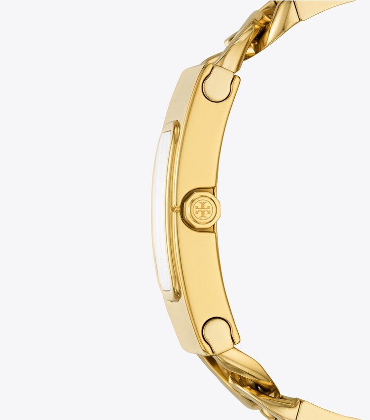 Tory Burch designer strap watches T Watch in IVORY/GOLD side