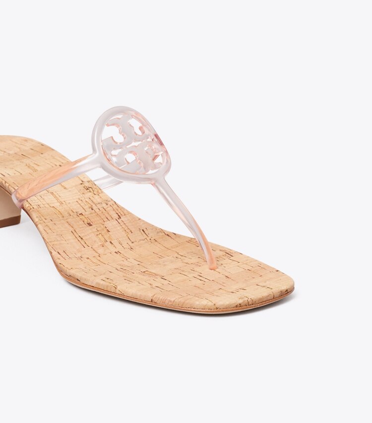 Tory Burch diseñador sandalias Tacón bajo Miller Jelly en PINK QUARTZ detalle