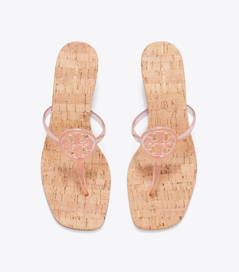 Tory Burch diseñador sandalias Tacón bajo Miller Jelly en PINK QUARTZ vista superior