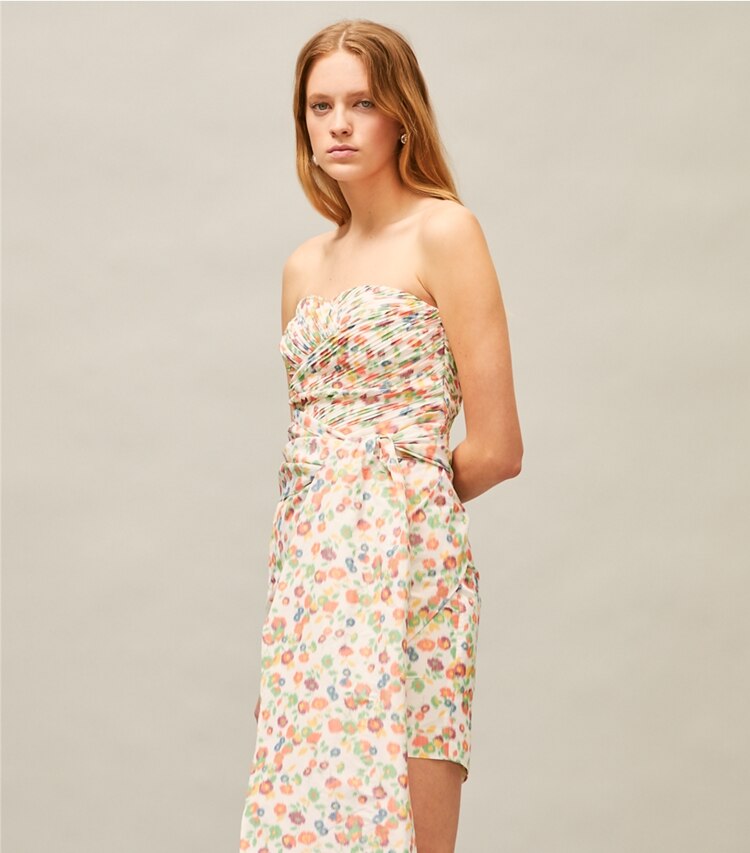 Tory Burch designer dresses Taffeta Mini Party Dress in Tossed Confetti on model detail