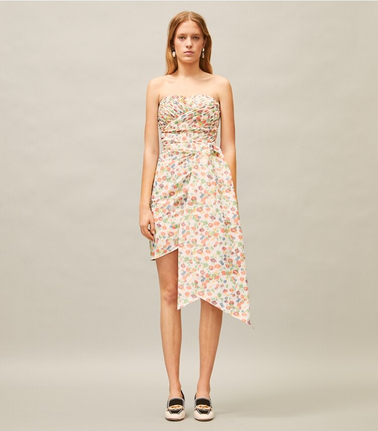 Tory Burch designer dresses Taffeta Mini Party Dress in Tossed Confetti on model front