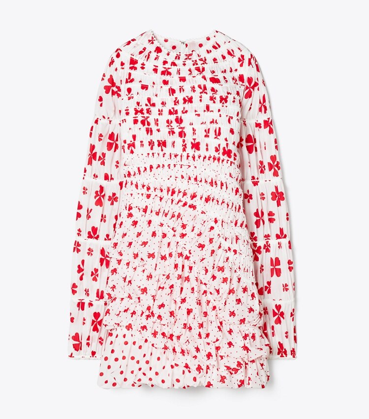 Tory Burch designer dresses Taffeta Shower Cap Dress in Red Tossed Bow front