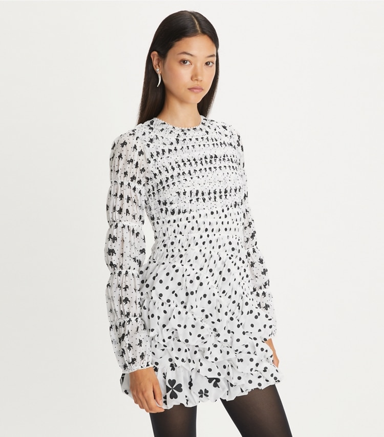 Tory Burch designer ドレス タフタ キャップ ドレス in Black Tossed Bow on model detail