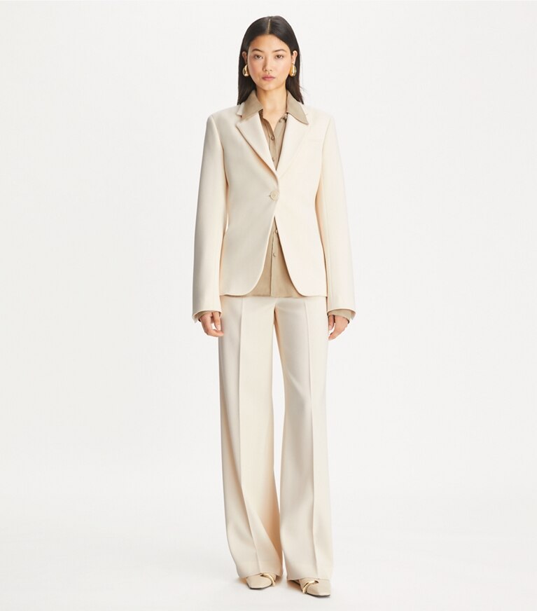 Tory Burch designer jacken Taillierter Twillblazer in French Cream front