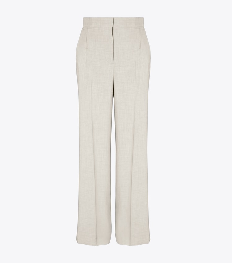 Tory Burch designer bottoms Tailored Drapey Melange Pants in Melange Light Gray front
