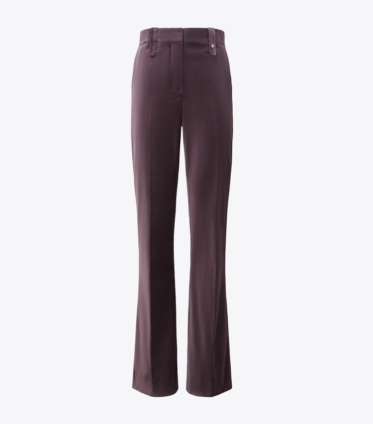 Tory Burch designer bottoms Tailored Velvet Pant in Smoky Plum front