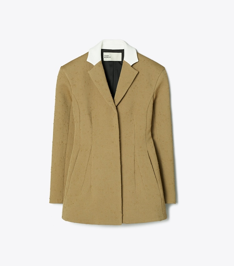 Tory Burch designer jackets Tailored Wool Blazer in Ash Green front