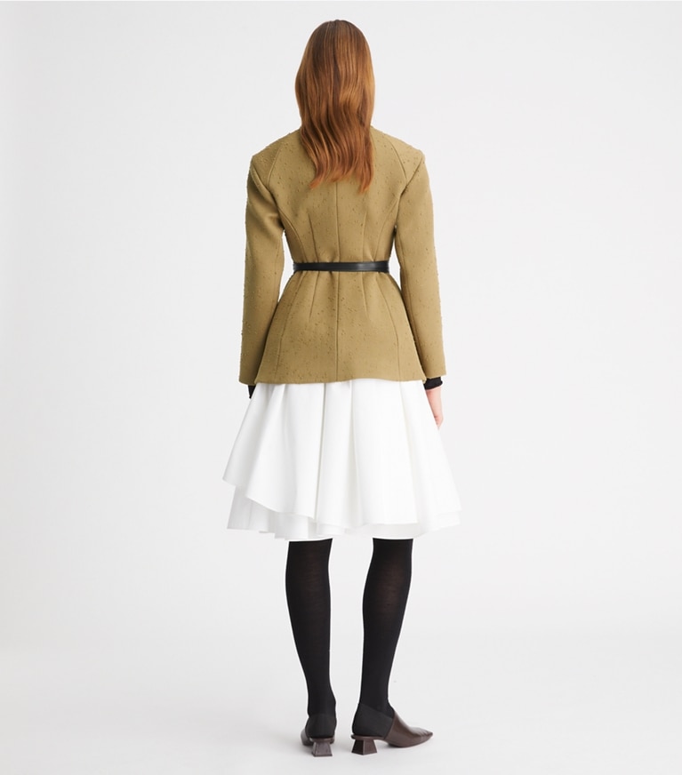 Tory Burch designer jackets Tailored Wool Blazer in Ash Green front