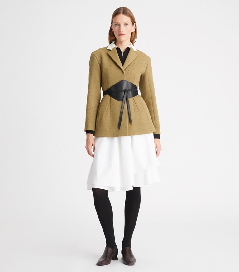 Tory Burch designer jackets Tailored Wool Blazer in Ash Green front