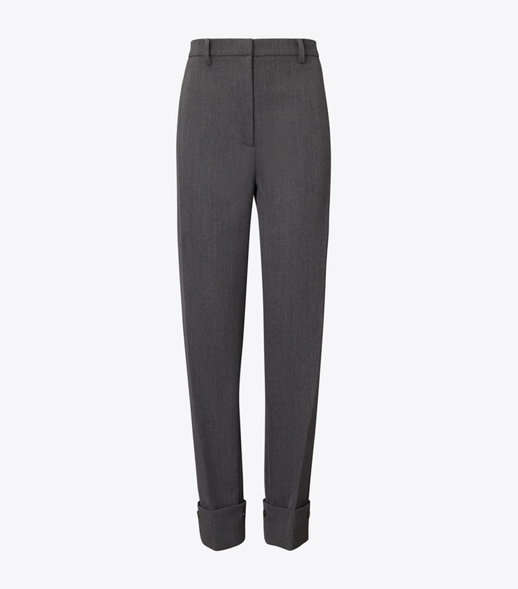 Tory Burch designer bottoms Tailored Wool Pant in Charcoal Melange front