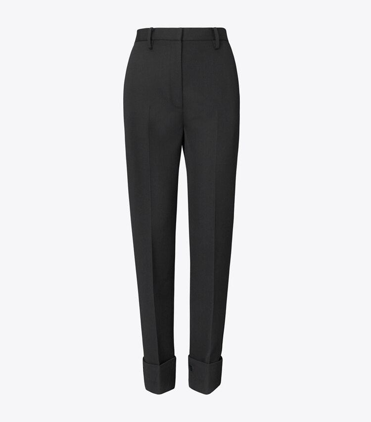 Tory Burch designer bottoms Tailored Wool Pant in Black front