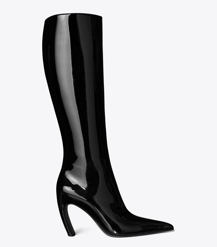 Tory Burch designer boots Tall Patent Boot in PERFECT BLACK side