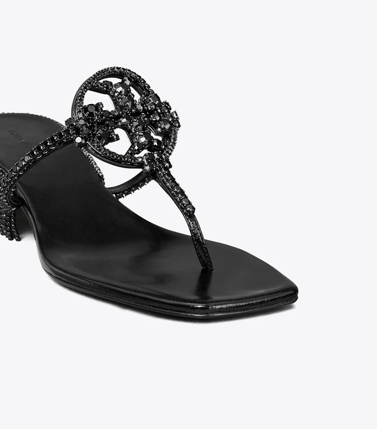 Tory Burch designer sandales Talon chaton Miller cristal dans PERFECT BLACK / JET détails