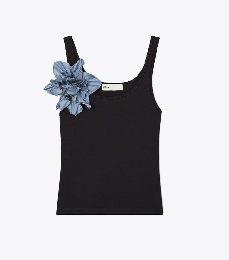 Tory Burch designer tops Tank Top in Black / Blue front