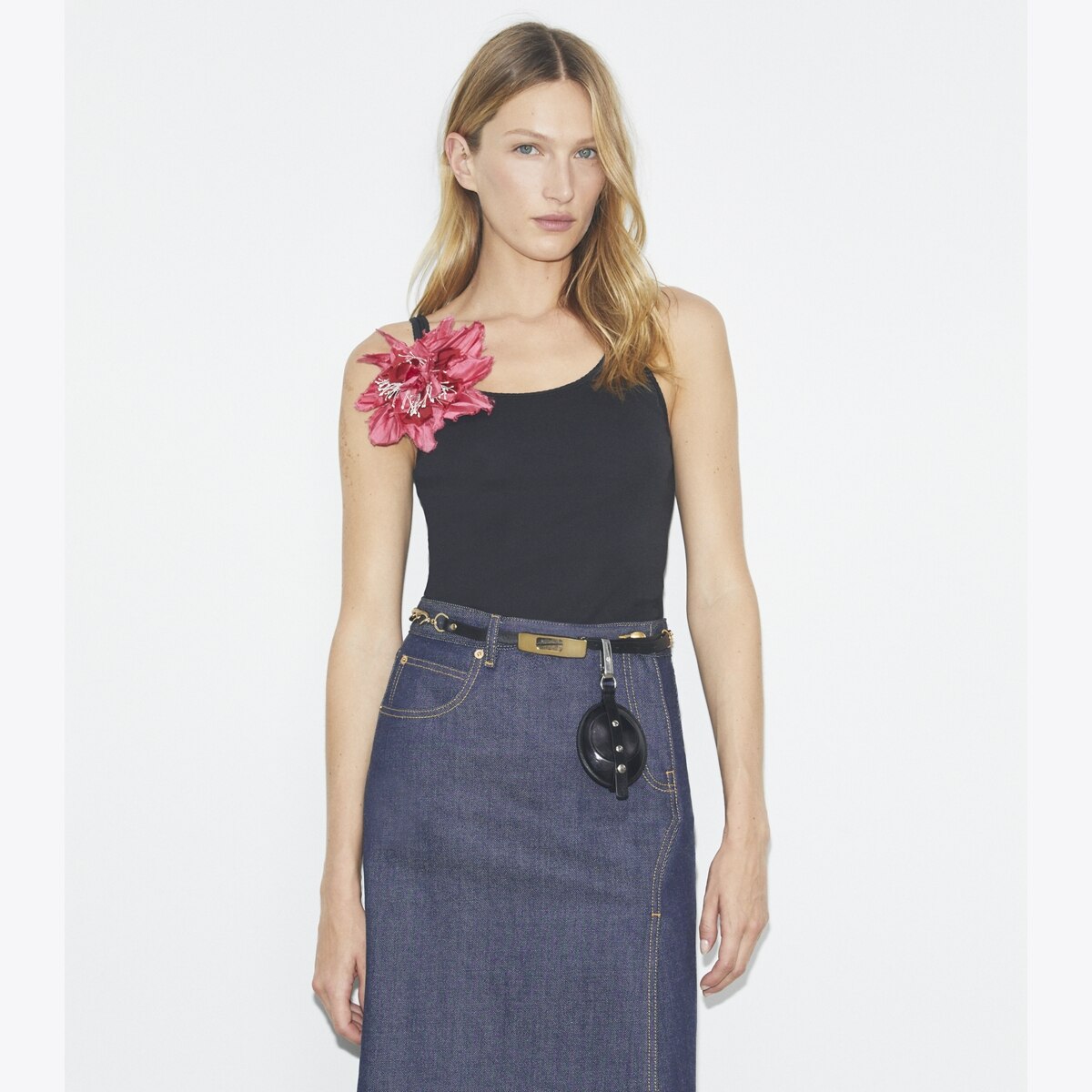 Tシャツ・カットソー TORY BURCH BROWN VISCOSE TANK TOP Embroidered Logo T-Shirt: Women's Designer Tops | Tory Burch