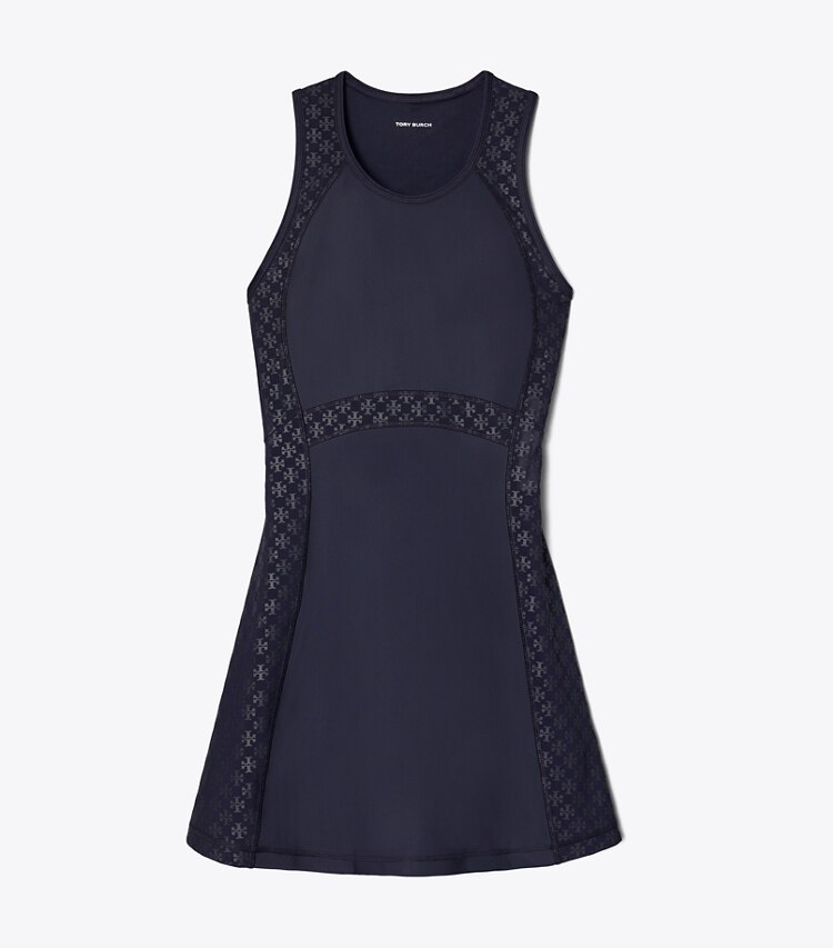 Tory Burch designer kleider Tankkleid aus Mesh mit T-Monogramm in Medium Navy front