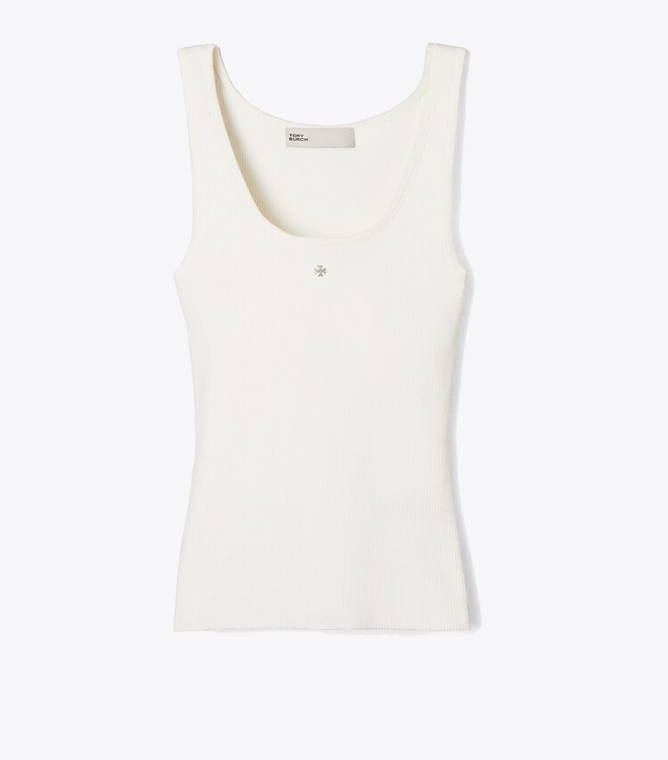 Tory Burch designer oberteile Tanktop aus Viskosestrick in New Ivory front