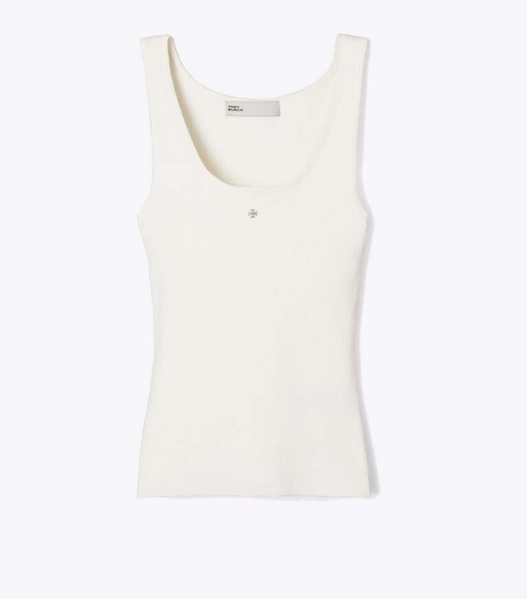 Tory Burch designer oberteile Tanktop aus Viskosestrick in New Ivory front